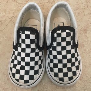 Vans black and white Checkerboard Slip On Shoes, Size 6 Toddler